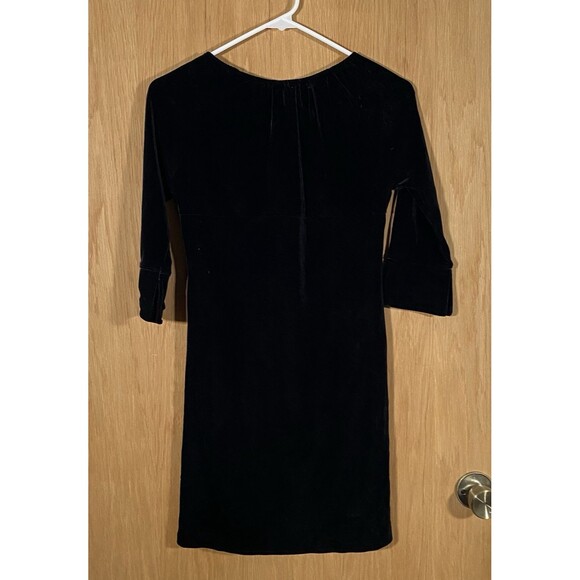Vtg Y2K Old Navy Stretch Black Velvet Dress Flared Sleeve Formal Girls Sz 10 - Picture 2 of 7